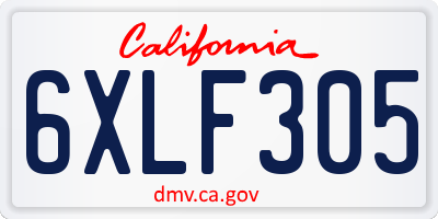 CA license plate 6XLF305