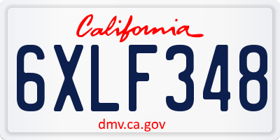 CA license plate 6XLF348
