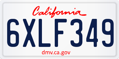 CA license plate 6XLF349