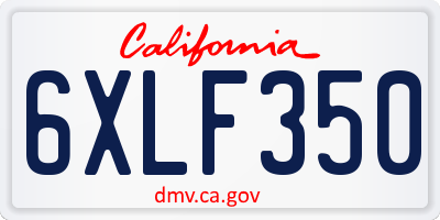 CA license plate 6XLF350