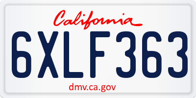 CA license plate 6XLF363
