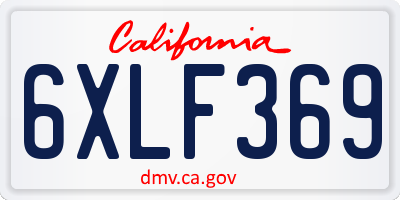 CA license plate 6XLF369