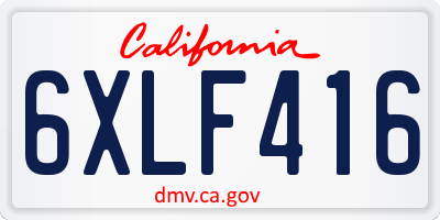 CA license plate 6XLF416