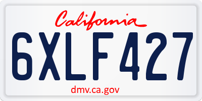 CA license plate 6XLF427