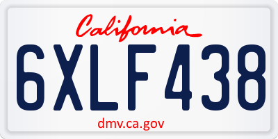 CA license plate 6XLF438