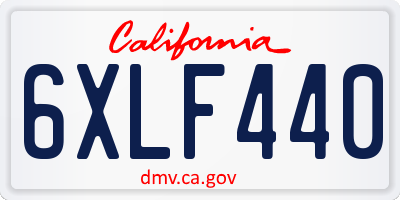CA license plate 6XLF440
