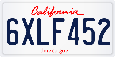 CA license plate 6XLF452