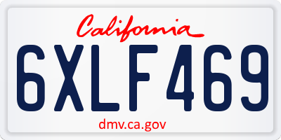 CA license plate 6XLF469