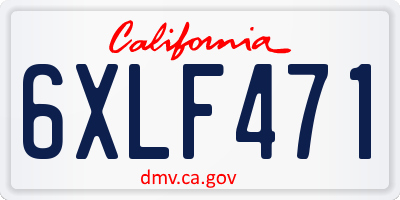 CA license plate 6XLF471