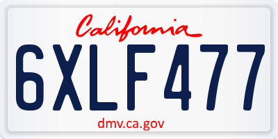 CA license plate 6XLF477