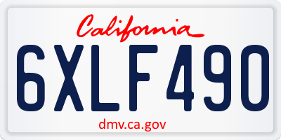 CA license plate 6XLF490