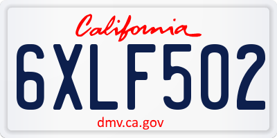CA license plate 6XLF502