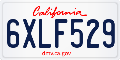 CA license plate 6XLF529