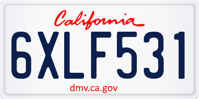 CA license plate 6XLF531