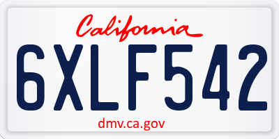 CA license plate 6XLF542
