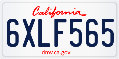 CA license plate 6XLF565