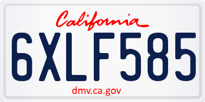 CA license plate 6XLF585