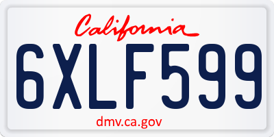 CA license plate 6XLF599