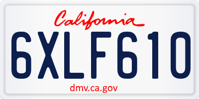 CA license plate 6XLF610