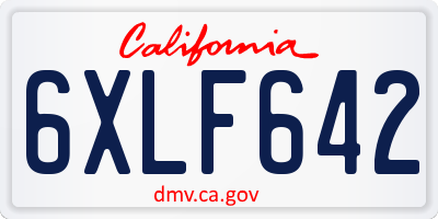 CA license plate 6XLF642
