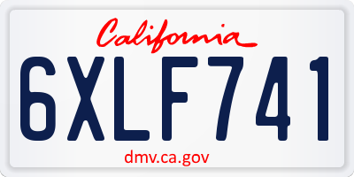 CA license plate 6XLF741