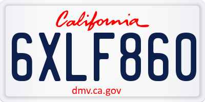 CA license plate 6XLF860