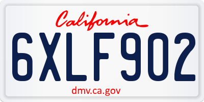 CA license plate 6XLF902
