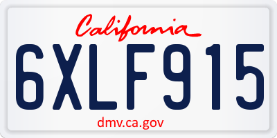 CA license plate 6XLF915