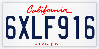 CA license plate 6XLF916
