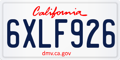 CA license plate 6XLF926