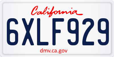 CA license plate 6XLF929