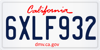 CA license plate 6XLF932