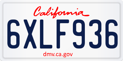 CA license plate 6XLF936