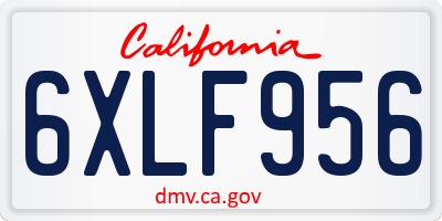 CA license plate 6XLF956