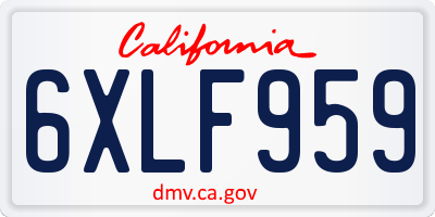 CA license plate 6XLF959