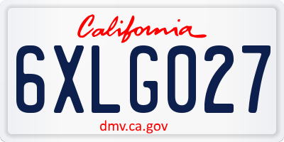 CA license plate 6XLG027