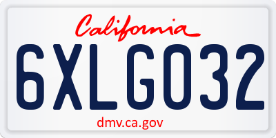 CA license plate 6XLG032