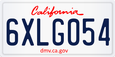 CA license plate 6XLG054