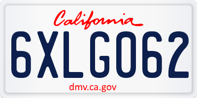 CA license plate 6XLG062