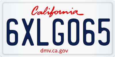 CA license plate 6XLG065