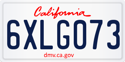 CA license plate 6XLG073