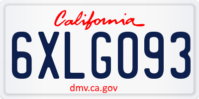 CA license plate 6XLG093