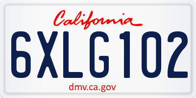 CA license plate 6XLG102