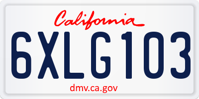 CA license plate 6XLG103