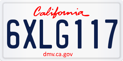 CA license plate 6XLG117