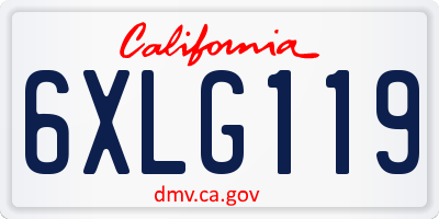 CA license plate 6XLG119