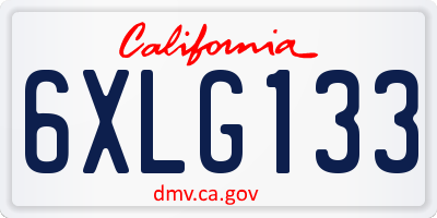 CA license plate 6XLG133