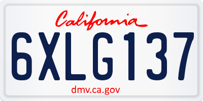 CA license plate 6XLG137