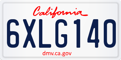 CA license plate 6XLG140