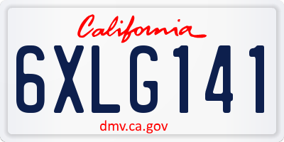 CA license plate 6XLG141